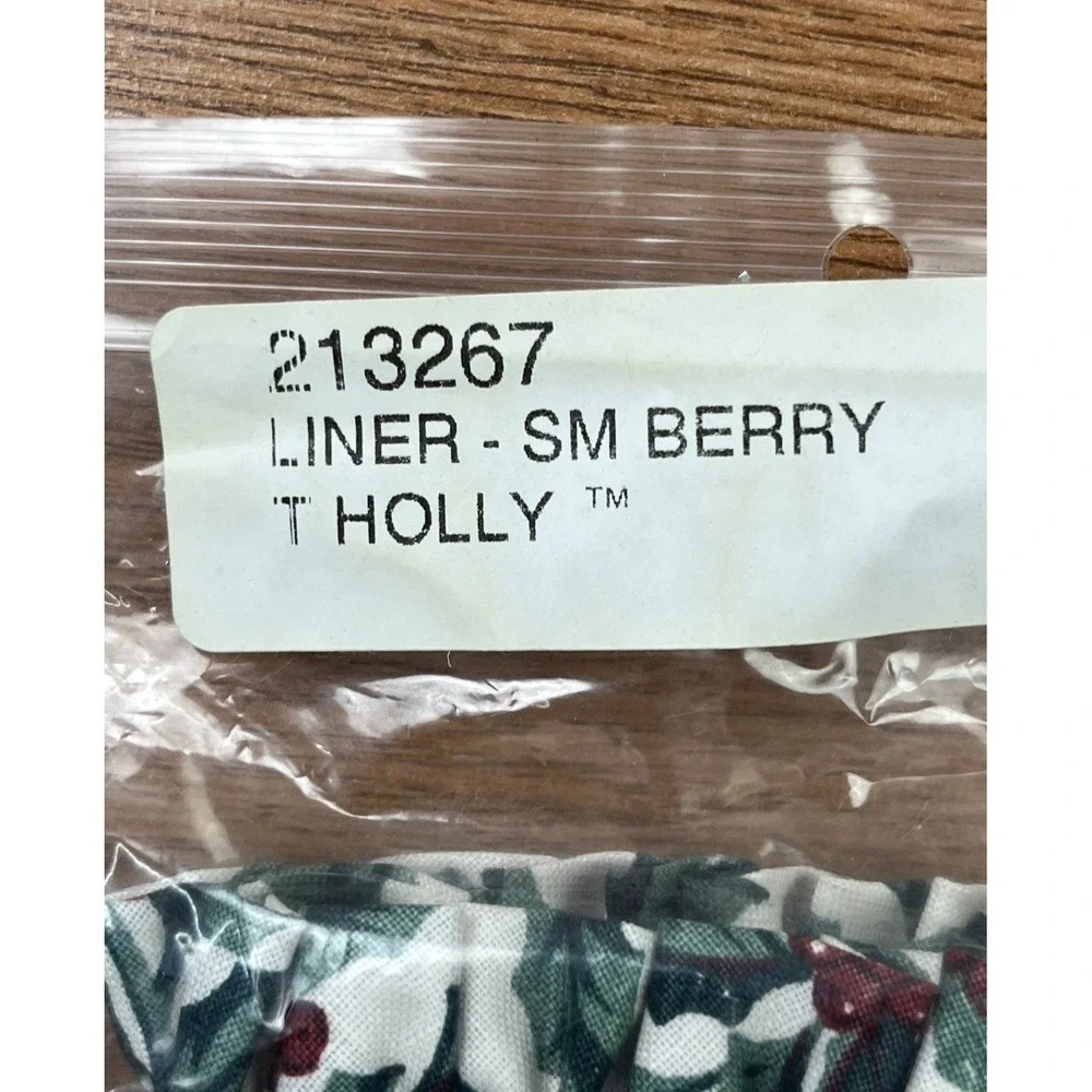 Longaberger Fabric Liner for‎ Small Berry Basket, Traditional Holly 213267 NEW